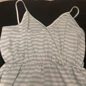 Baby blue and white stripped romper